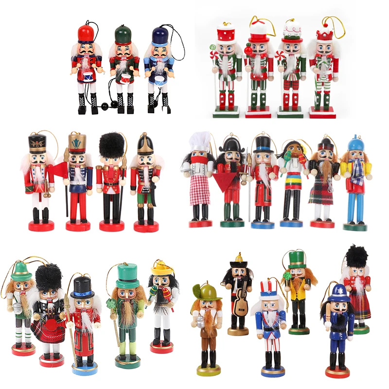

6cm-13cm Wooden Nutcracker Solider Figure Model Puppet Doll Handcraft For Children Gifts Christmas Home Office Decor Display