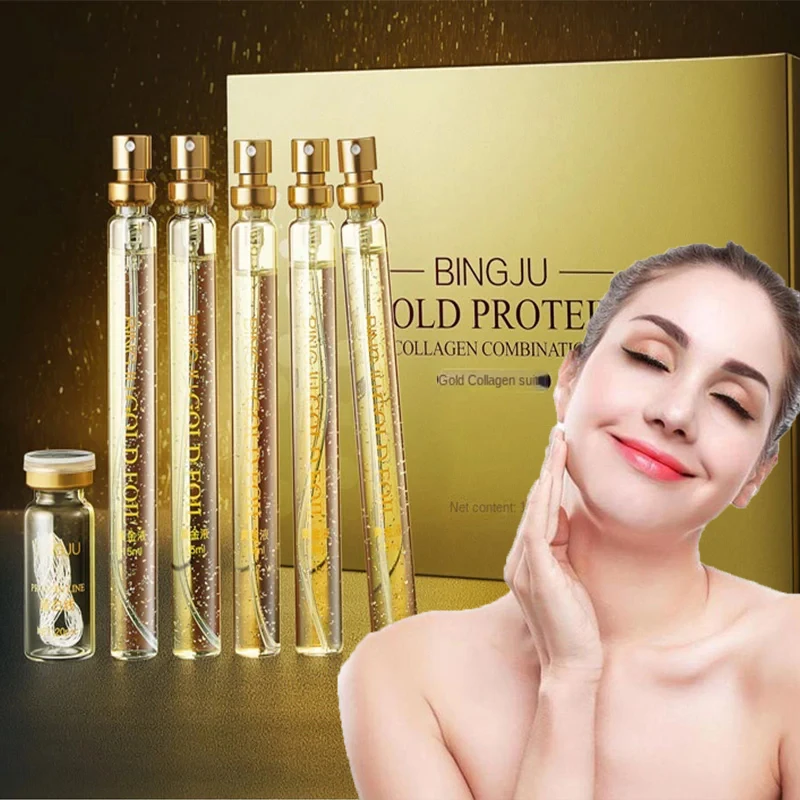 Soluble Face 24K Gold Protein Threads Facial Essence Protein lines Gold Silk Wire Face Serum To Increase Skin Elasticity