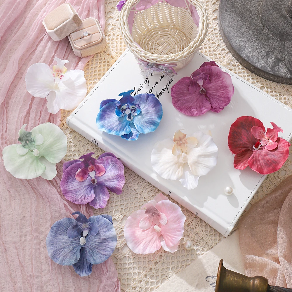 5/10 قطعة فراشة السحلية الزهور الاصطناعية رؤساء وهمية الزهور للمنزل ديكور الزفاف زينة زخرفية هدية الاكسسوارات الحرفية