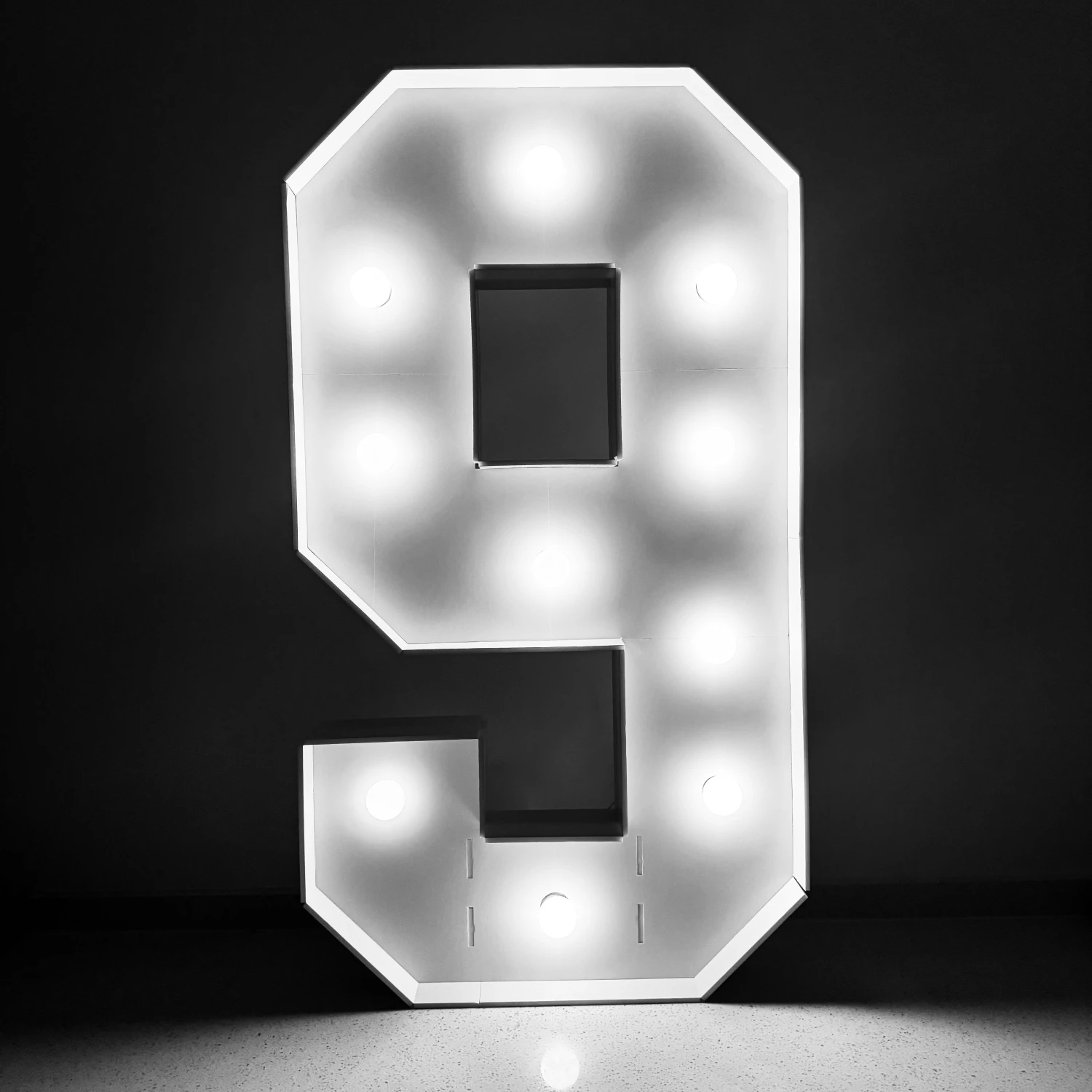 1Pc 73cm/28.7inch Light Up Digitale Marquee Frame Witte Lichten KT Board Nummer 0-9 Plug-in KT Board Met Beugel Party Decoratieve