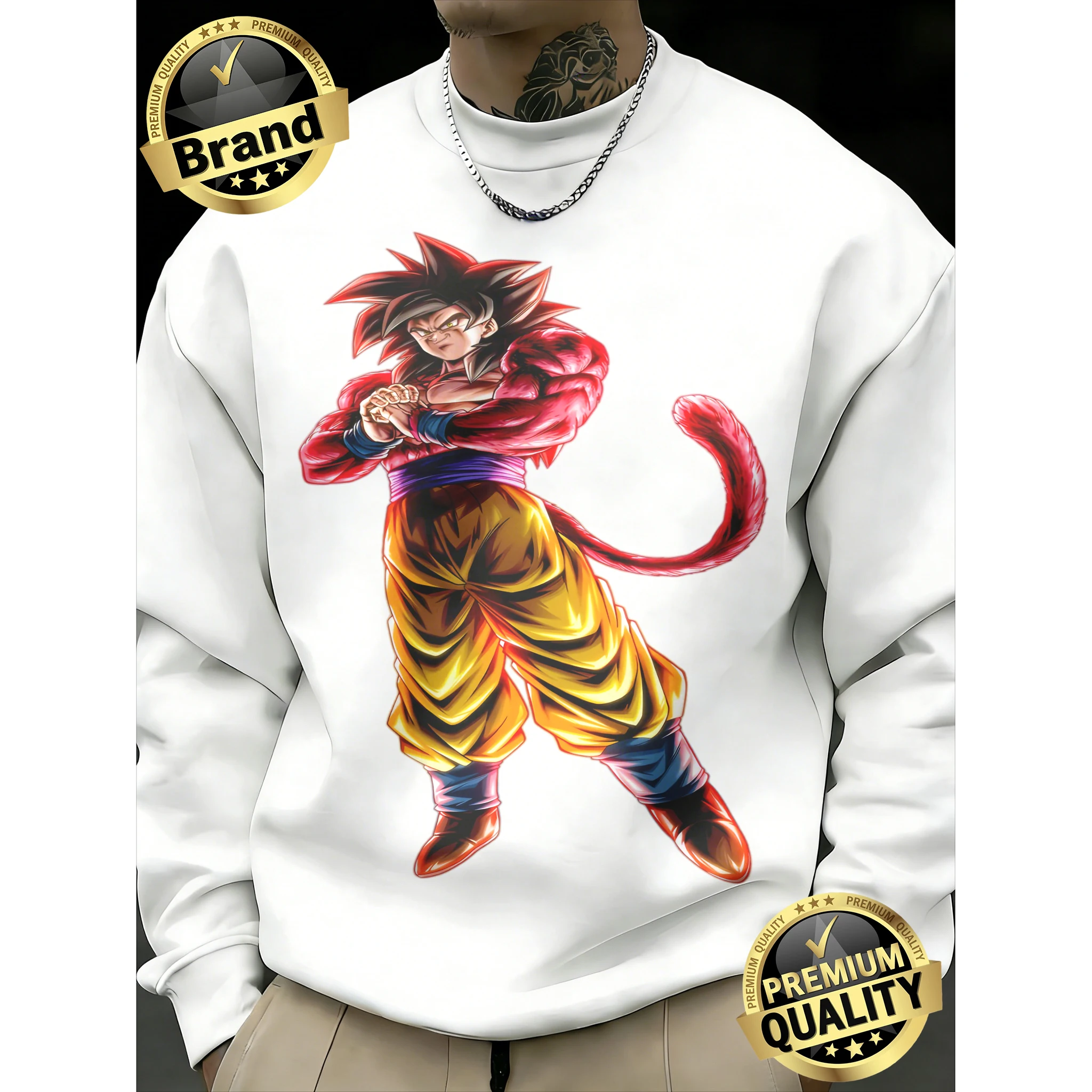 

2026 Fall Dragon Ball GT Goku Super Saiyan 4 Print 100% Cotton Crewneck Sweatshirt, Oversized Fitness Streetwear for Men & Women