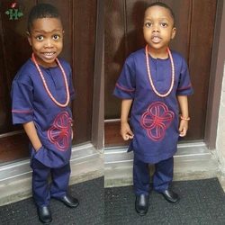 H & D abbigliamento per bambini africano Africa Kid Boy Girl Dashiki camicie abiti due Set da 2 pezzi completo per bambini Set di pantaloni per bambina