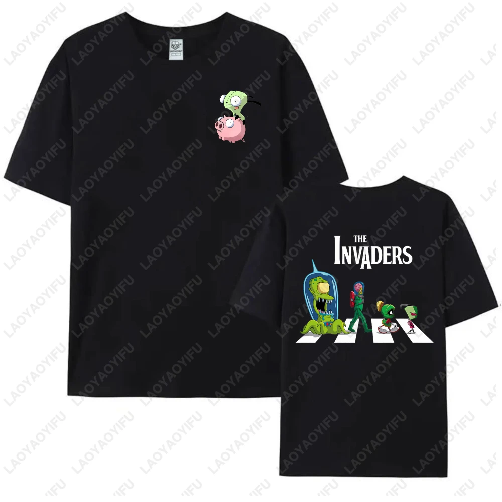 

Invader Zim The Invaders Cartoon Characters Design Unisex Cotton T-Shirt Summer Casual Wear Fun Graphic Tee For Men And Women