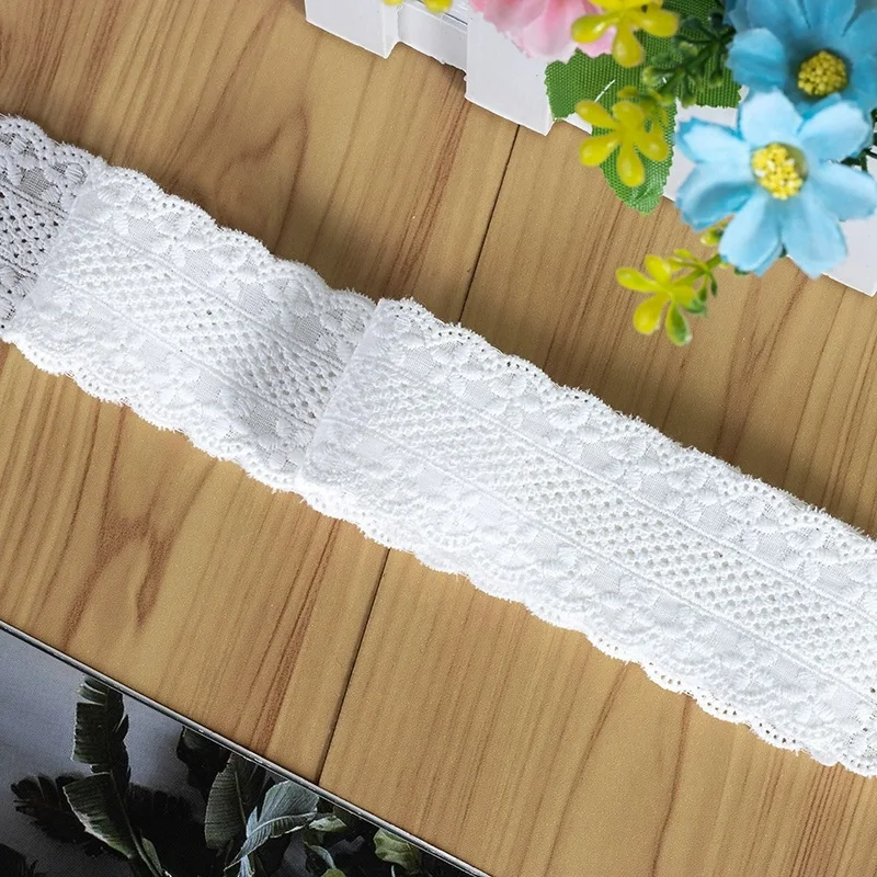 Cotton Embroidery Ribbon Lace Collar Fabric, Handmade DIY Sewing Material, Curtains, Dress Cloth, Fringe Decor, White, Beige