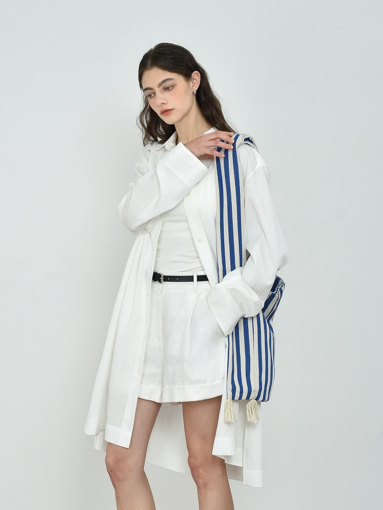 

JWSZ Textured Subtle Pattern Flexible Long irt Women's Busin Casual Loose Fit Long Sve Collar UV Protection