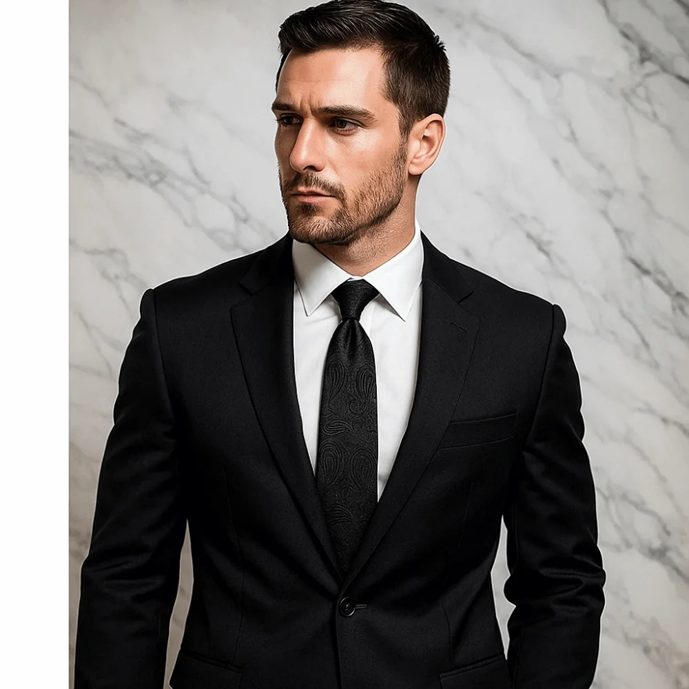 أزياء الصلبة اللون الأسود ربطة العنق الأزهار المشارب الرجال ربطة العنق الجاكار لينة الرجعية Cravat الأولاد