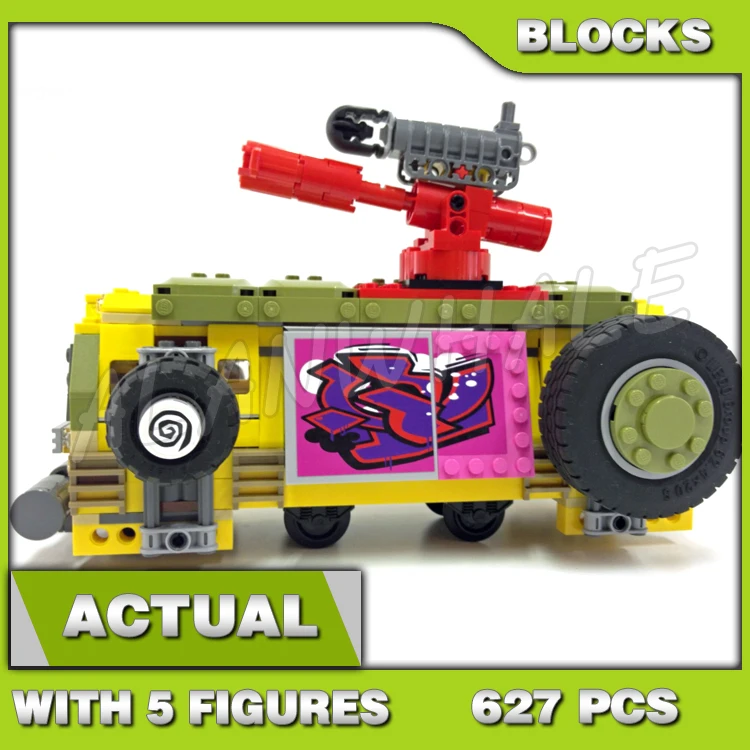 

627pcs Shinobi Turtle Shellraiser Street Chase Pizza Delivery Van Rising Wheel 10265 Building Block Toys Compatible With Model