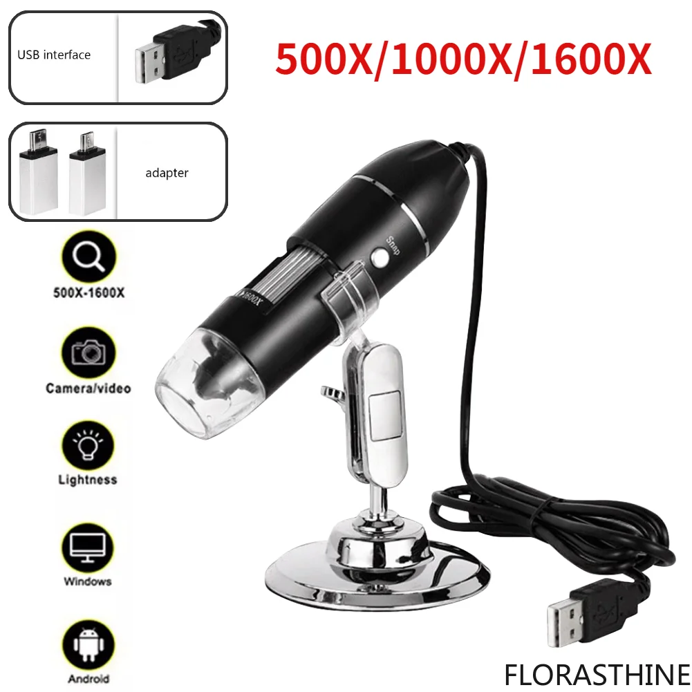 1600X Digital Microscope Camera 3in1 Type-C USB Portable Electronic Microscope for Soldering Magnifier LED for Cell Phone Repair