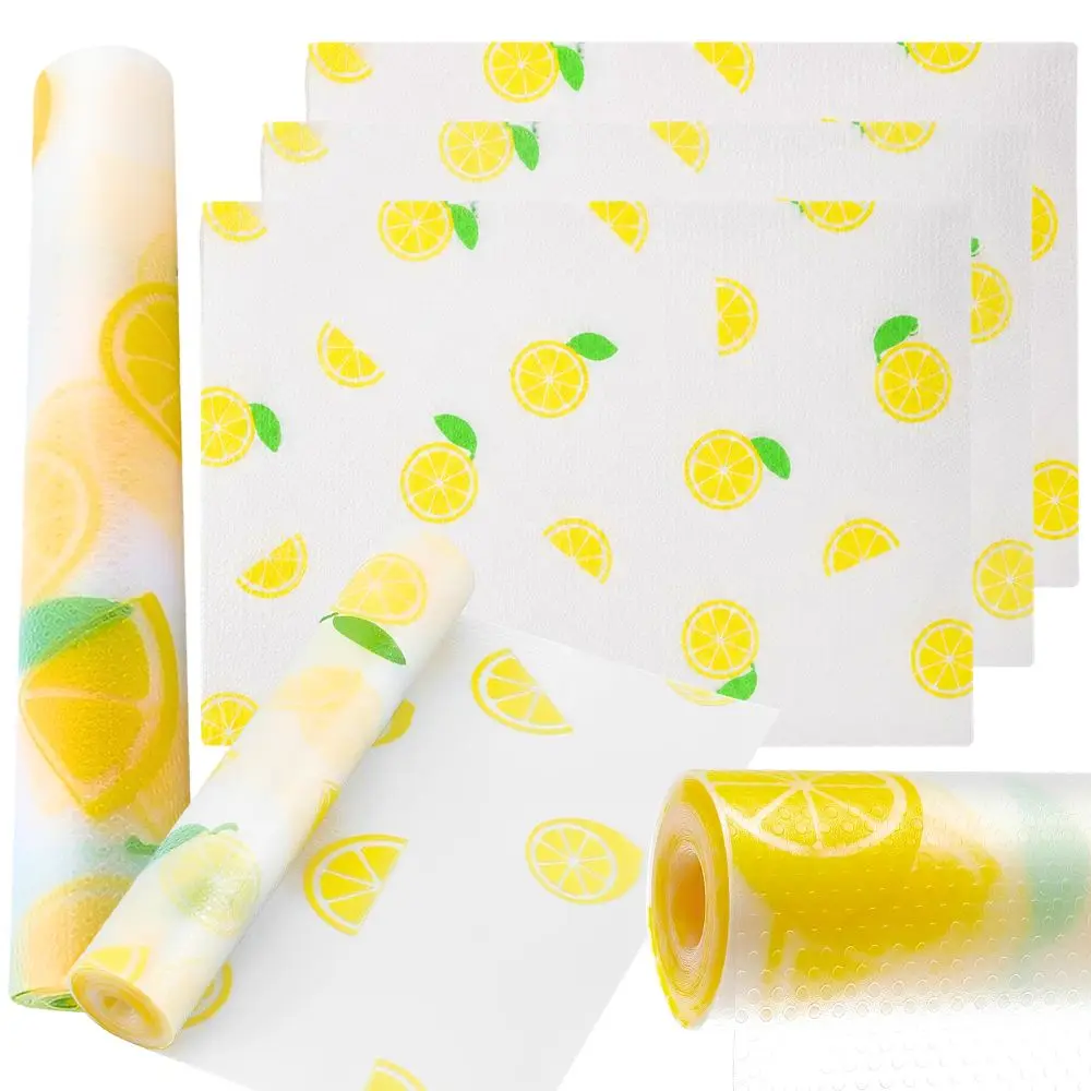 6pcs Lemon Print Non Adhesive Drawer Shelf Liner for Fridge Table Storage Organizer YMY
