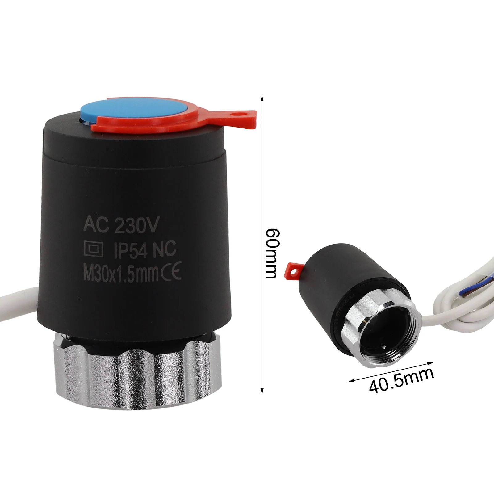 

Thermostatic Actuator For Floor Heating Manifold Electric Heating Actuator M30x1.5 110N 3W Low Power Consumption Normally Closed