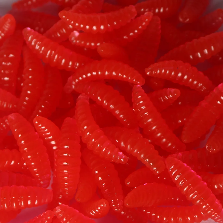 50pcs/lot Silicone Bait Maggot Grub Soft Fishing Lure 2cm 0.3g Artificial Bread Smell Worms Gear for Winter Accessories