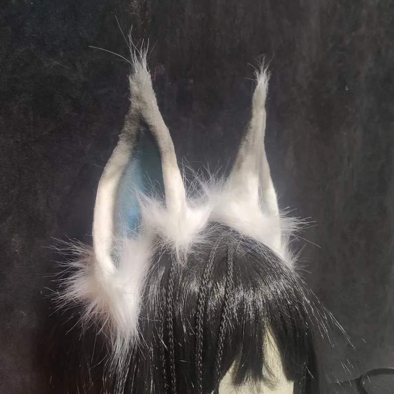 Hand Work Ears Hair Hoop Ear White Ice Wolf Ears Simulated Beast Ear Cosplay Headwear Hairband Girl Gift