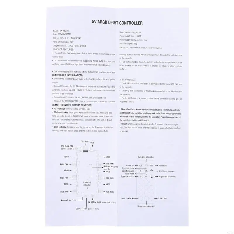 M7BE PWM & ARGB LED Controller Hub 8 Ports 12V 4Pin Fan & 5V 3Pin Wireless Remote