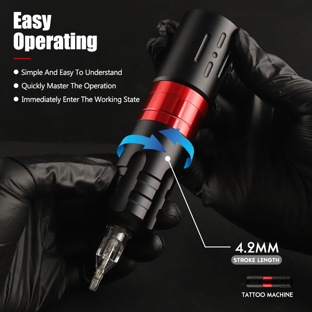 4.2mm Stroke Wireless Tattoo Machine Pen LED Display Rotary Tattoo Cartridge Battery Pen Machine High Capacity Tattoo Machine