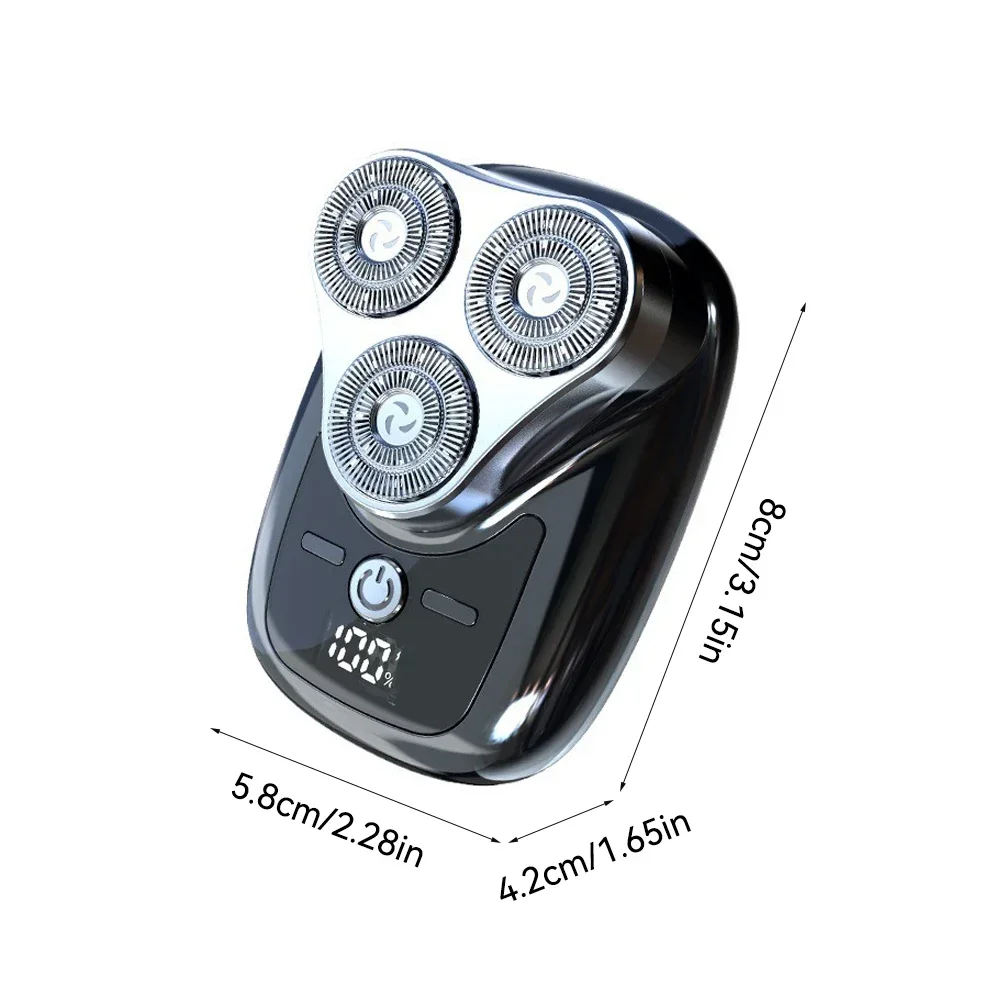 Afeitadora eléctrica de tres hojas con pantalla Digital, recortadora de afeitar masculina con carga USB, Mini maquinilla de afeitar lavable con hoja desmontable