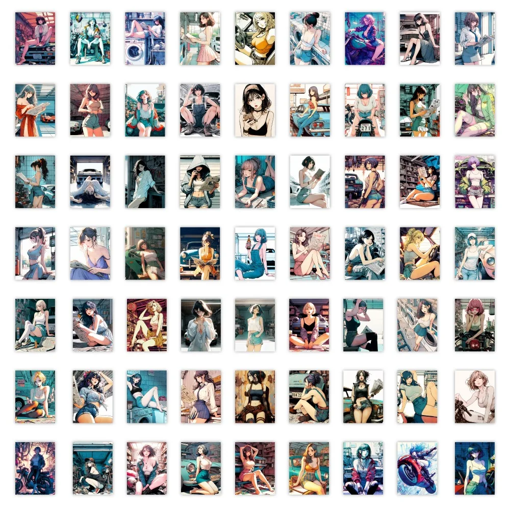 60PCS Koreanische Cartoon Schöne Mädchen Cartoon Hochwertige 2D Dekoration Handy Fall Laptop Wasser Tasse Aufkleber