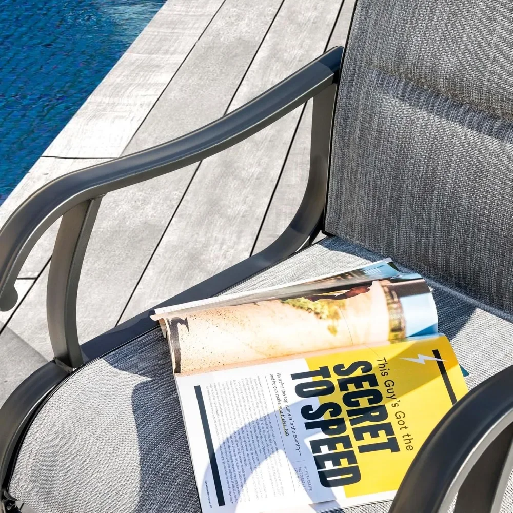 

Patio Dining Chairs Set of 4, All Weather Outdoor Padded Textilene Patio Chairs, Breathable Spring Motion Textile.