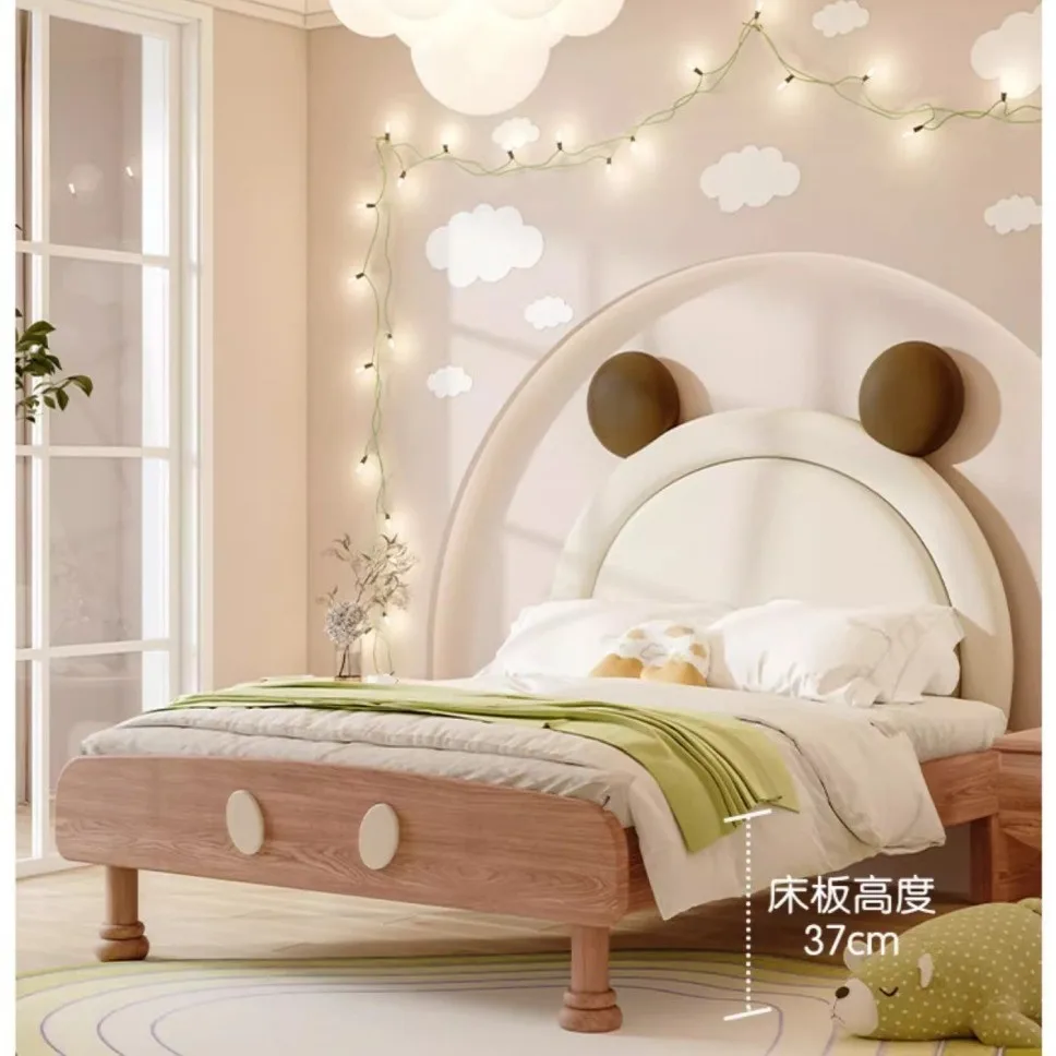 Solid wood children's bed 1.2m boy's bed Modern simple Mickey bed 1.5m girl's soft bag Princess bed