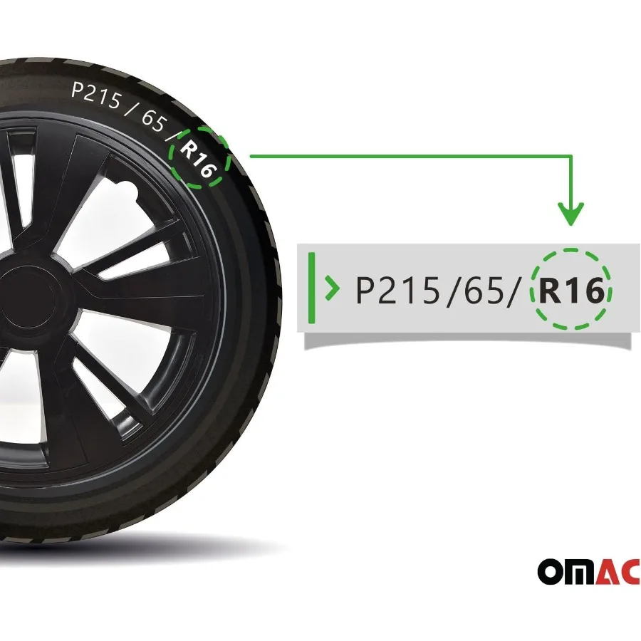 Hitam dengan Tutup Roda Hitam 16 Inci Set 4 Tapas para Rines 16 Premium Wheel Covers 16 Inch R16 Rim Cover Set Snap On Durable C