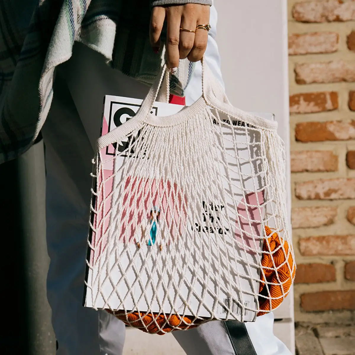 Reusable Shopping Bags Portable Grocery Bags for Fruit and Vegetable Storage Bag Washable Cotton Mesh String Organic Organizer