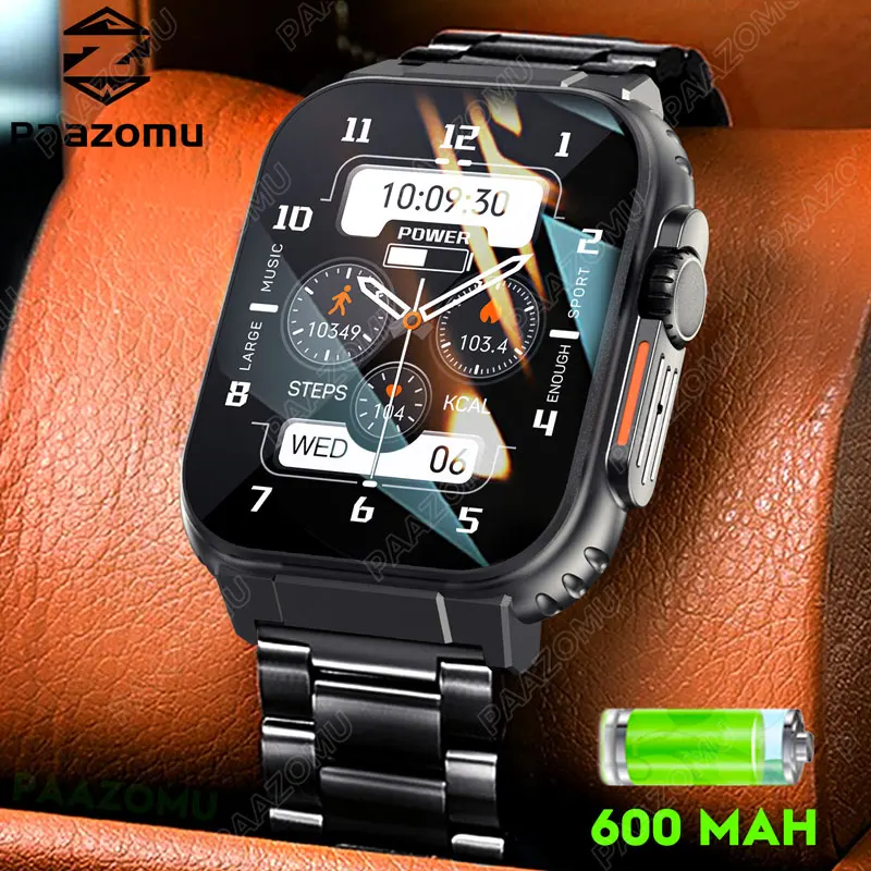 2023 New Smart Watch Ultra 600mAh Battery TWS Local Music Recording Fitness Tracker BT Call Sport Men Smartwatch For Android iOS