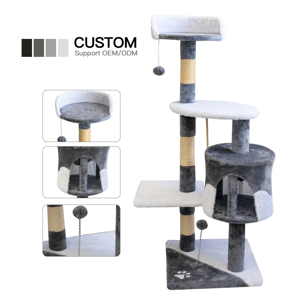 Manufacturer Wholesale Sisal Grey Cheap Pet Product Cat Tree Condo