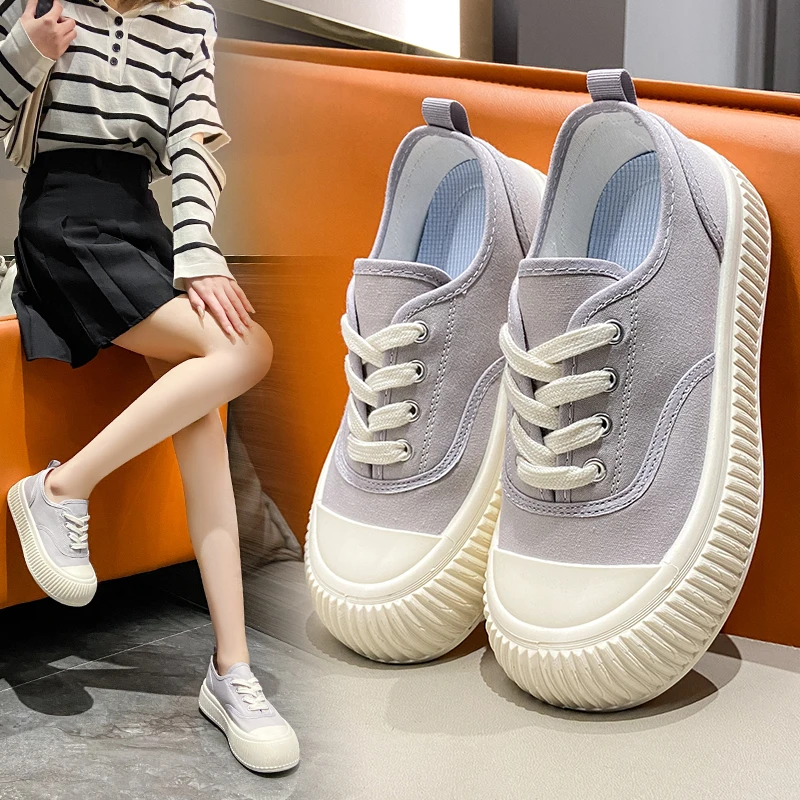 Small White Shoes Casual Female Sneakers Autumn All-Match Round Toe Clogs Platform Women Mixed Colors Fall New Creepers Summer C
