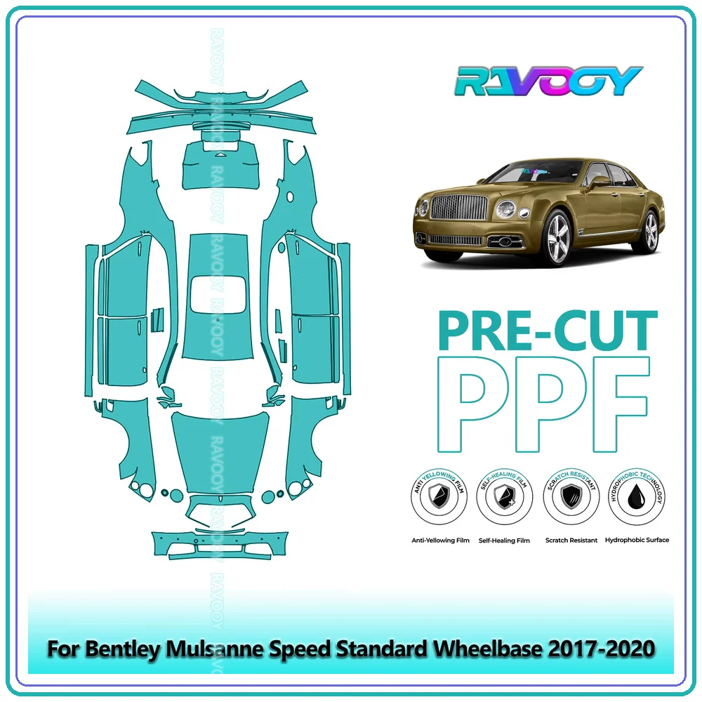 For Bentley Mulsanne Speed Standard Wheelbase 2017-2020 Full Body 8.5Mil Pre-Cut Paint Protection Film PPF Kit Clear/Matte/Black