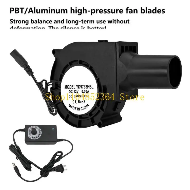 

652F Outdoor BBQ Blower Fan 97mm x33mm 12V With Variable Speed Control Fan For Fireplaces Ventilation And Camping Use