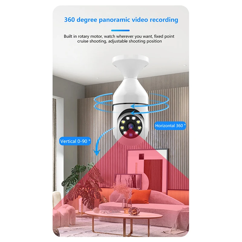 Bulb Surveillance Camera Full Color Night Vision Indoor Security Monitor HD Wifi Surveillance Camera Smart Home