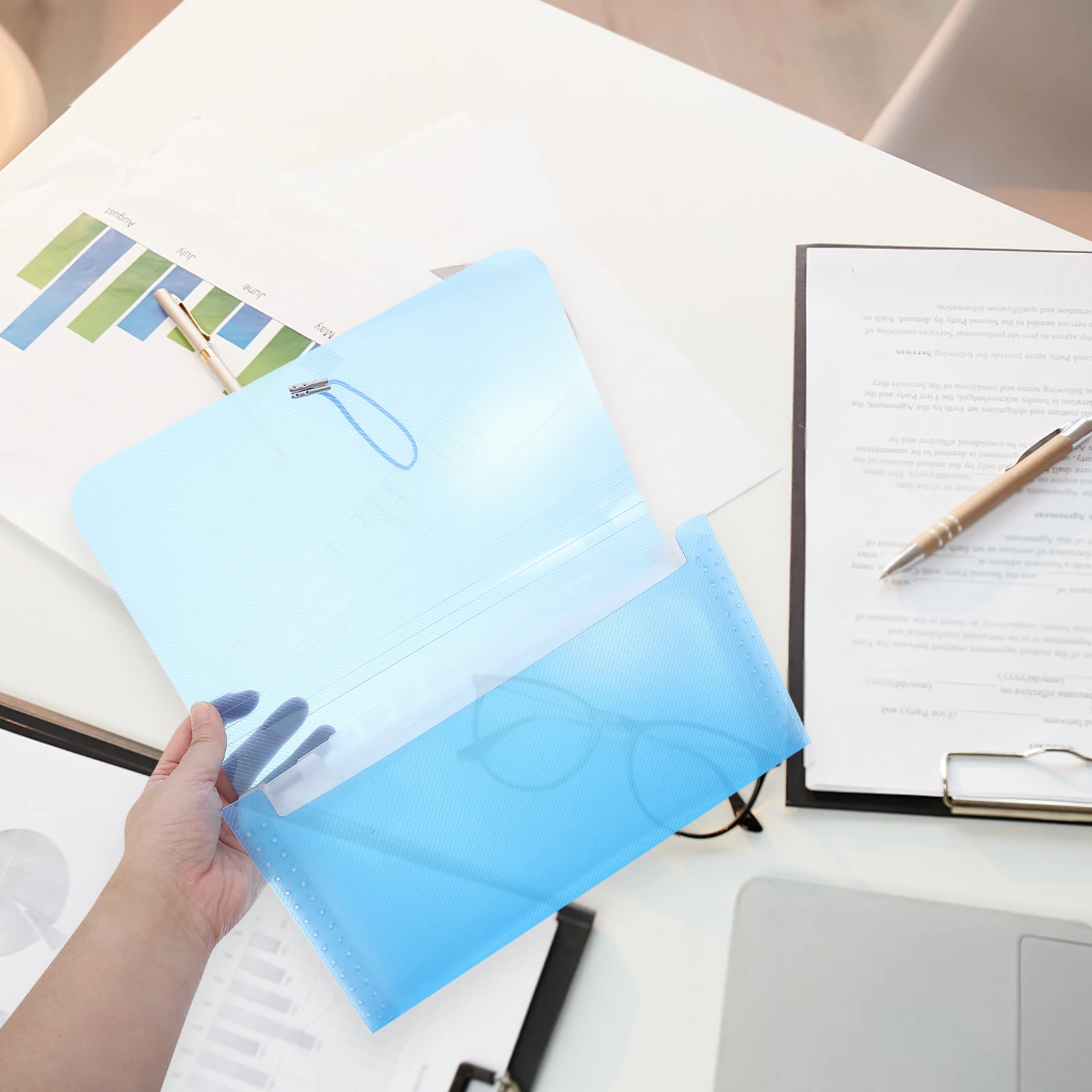 

1pc Expanding File Organizer Folder Large Capacity Multi Pocket Document Storage Binder For Bills Receipts Office School Home