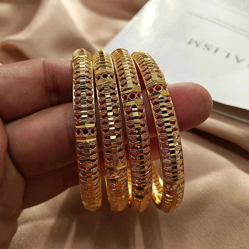 

Dubai African Gold Color Bangles For Women Girls Copper Bracelets Wholesale Bangles