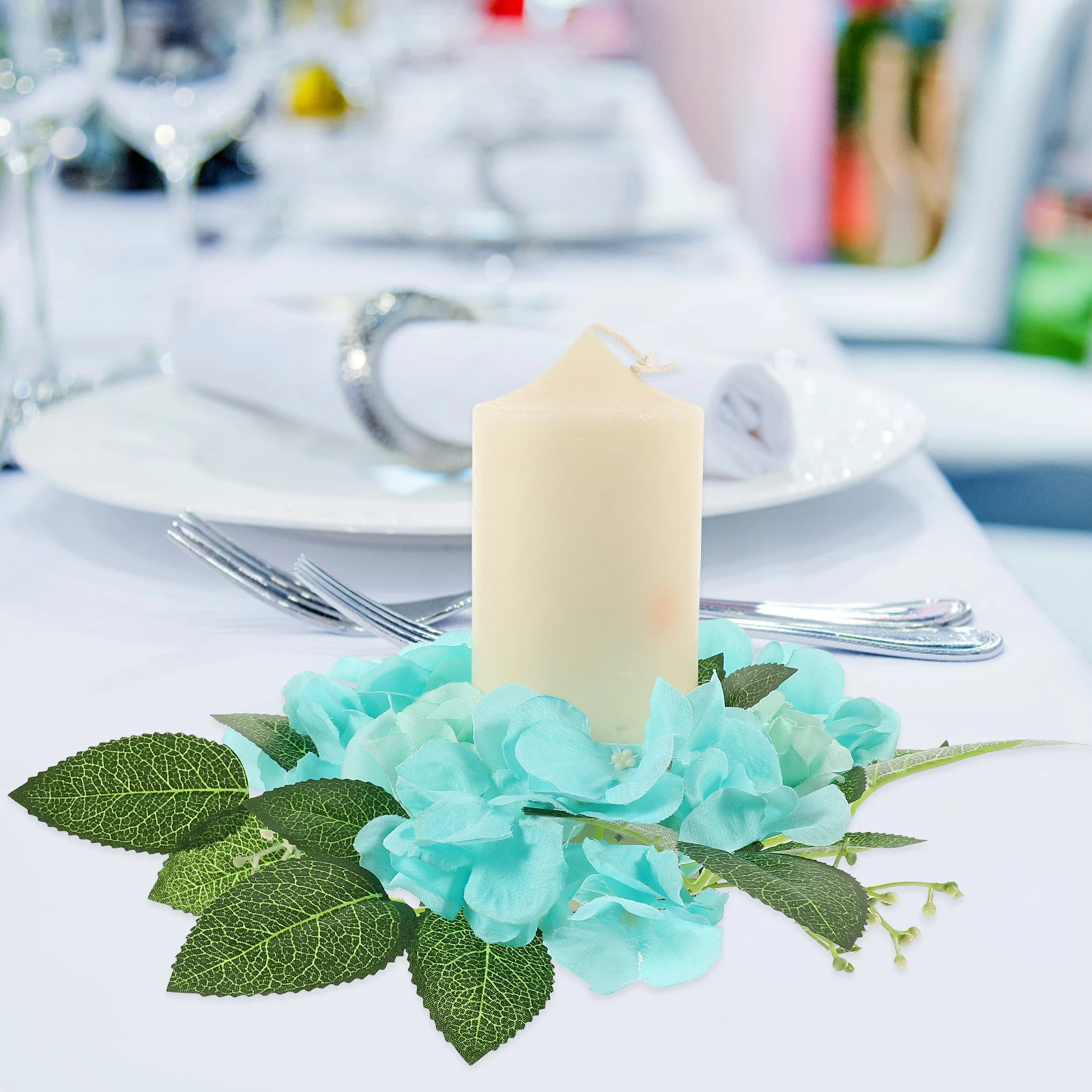 

1pc Artificial Flower Ring Decorwedding Party Table Centerpiece Floral Wreathtabletop Wreath Decorative