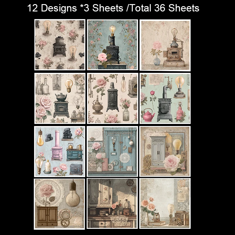 Papier do scrapbookingu 15x15 cm (36 arkuszy): Nadruki kaktusów i sukulentów z pustyni do scrapbookingu, origami i rękodzieła w stylu boho