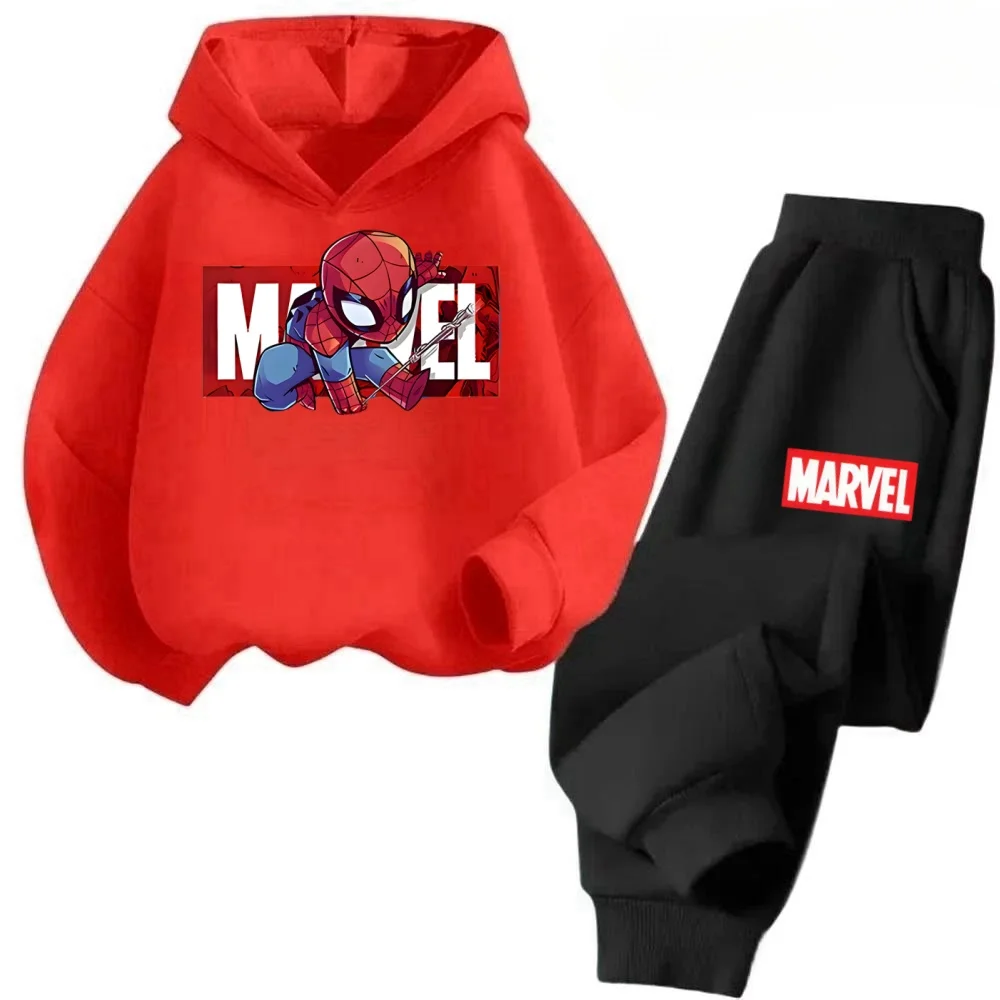 

Marvel Spiderman Boys Hoodie Set 2PCS Long Sleeve Hooded Sweatshirt Pants Casual Soft Warm Comfortable Children Clothing Outfit