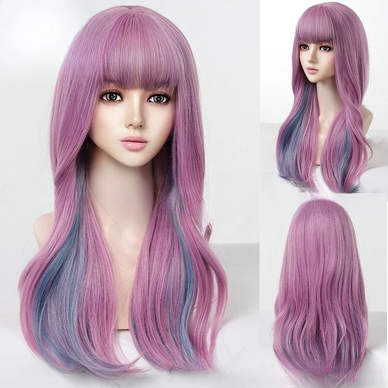 

Cosplay Halloween Christmas Colors Air Bangs Long Curly Hair Natural Fluffy Wig Full Headgear