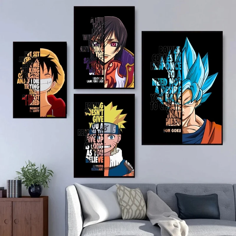 Dragon Ball Goku ONE PIECE Rufy Naruto Uzumaki Naruto Tela Pittura decorativa Poster di alta qualità Camera Immagini per la casa