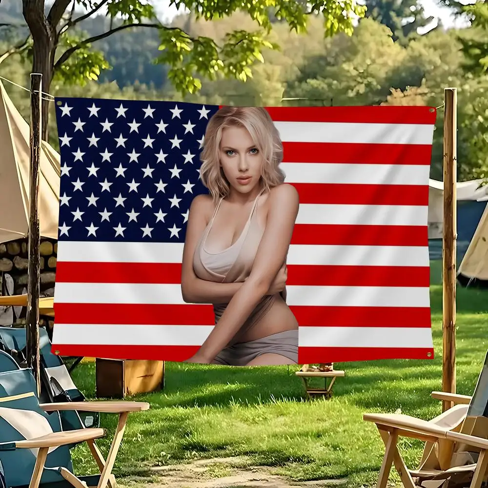 Actor Scarlett Johansson Flags flag For Decoration Outdoor Picnic Hanging Home Camping Party Banner