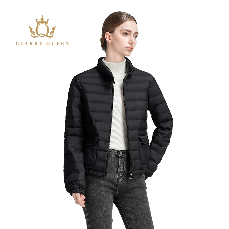 

CLARKE QUEEN 2025 Winter Women's Duck Down Jacket Ultra Light Weight Padded Puffer Hooded Casual Thickened Solid Warm Short Coat