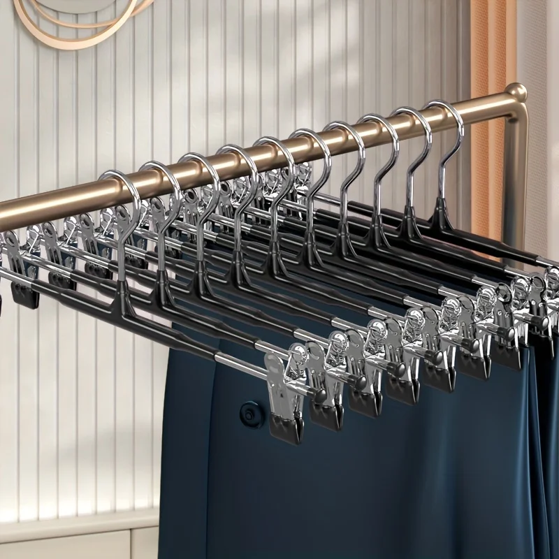 10pcs Pants Plastic Drying Hangers With Removable Clips, Clothes Windproof  Racks For Pants, Bras, Scarves, Underwear, Clothes O