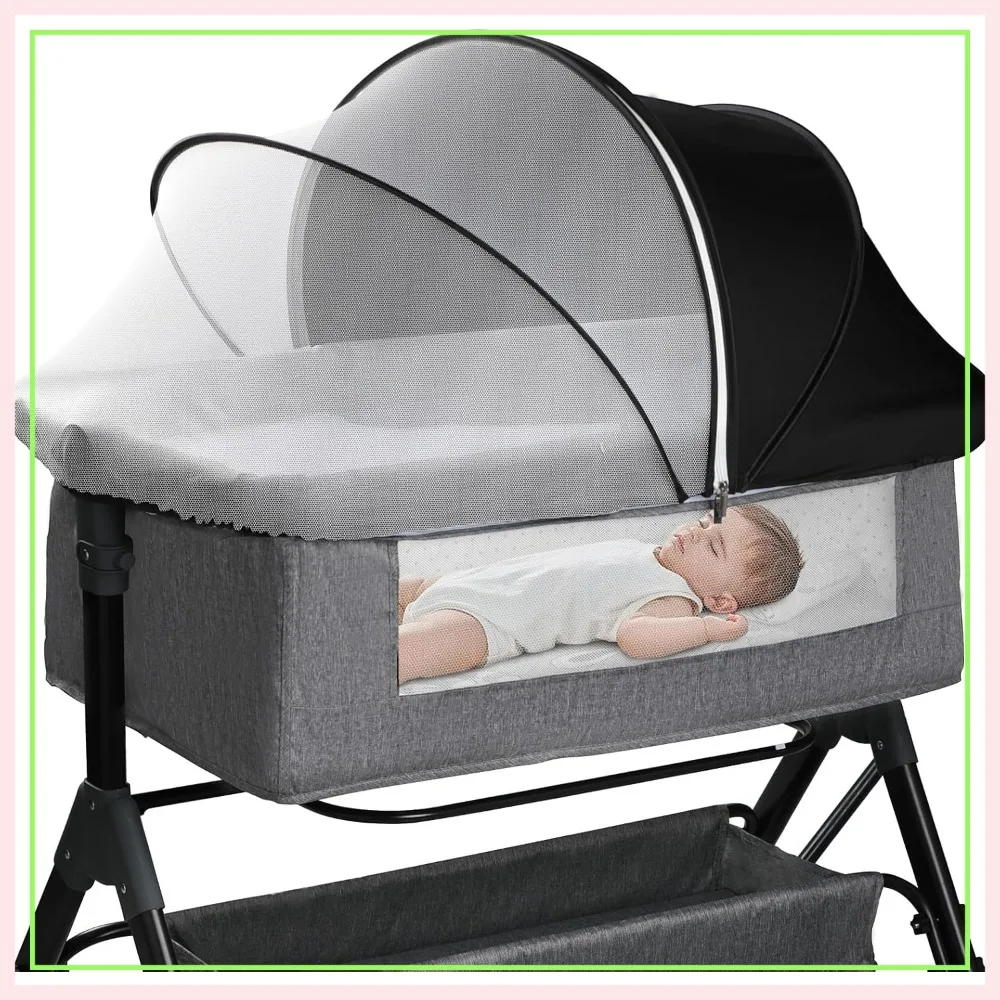 

Blackout Breathable Bassinet Cover - 2-Way Zipper Bug Net for Travel Cribs, Blocks Light & Keeps Cats Out (Small)