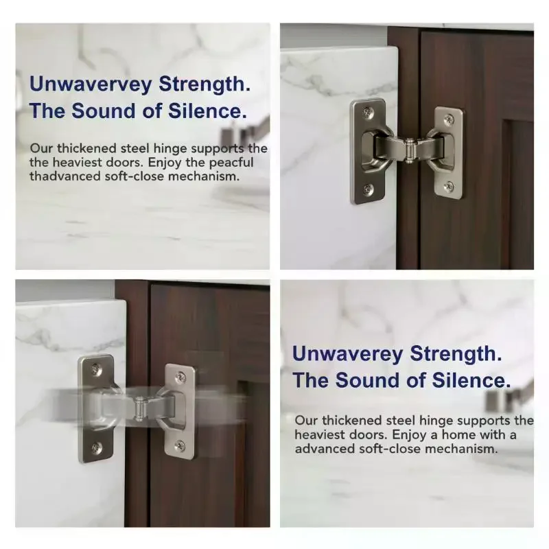 1Pcs Heavy 175°Without Punching Cabinet Door Adjustable Invisible Hydraulic Buffer Hinges W/Damping
