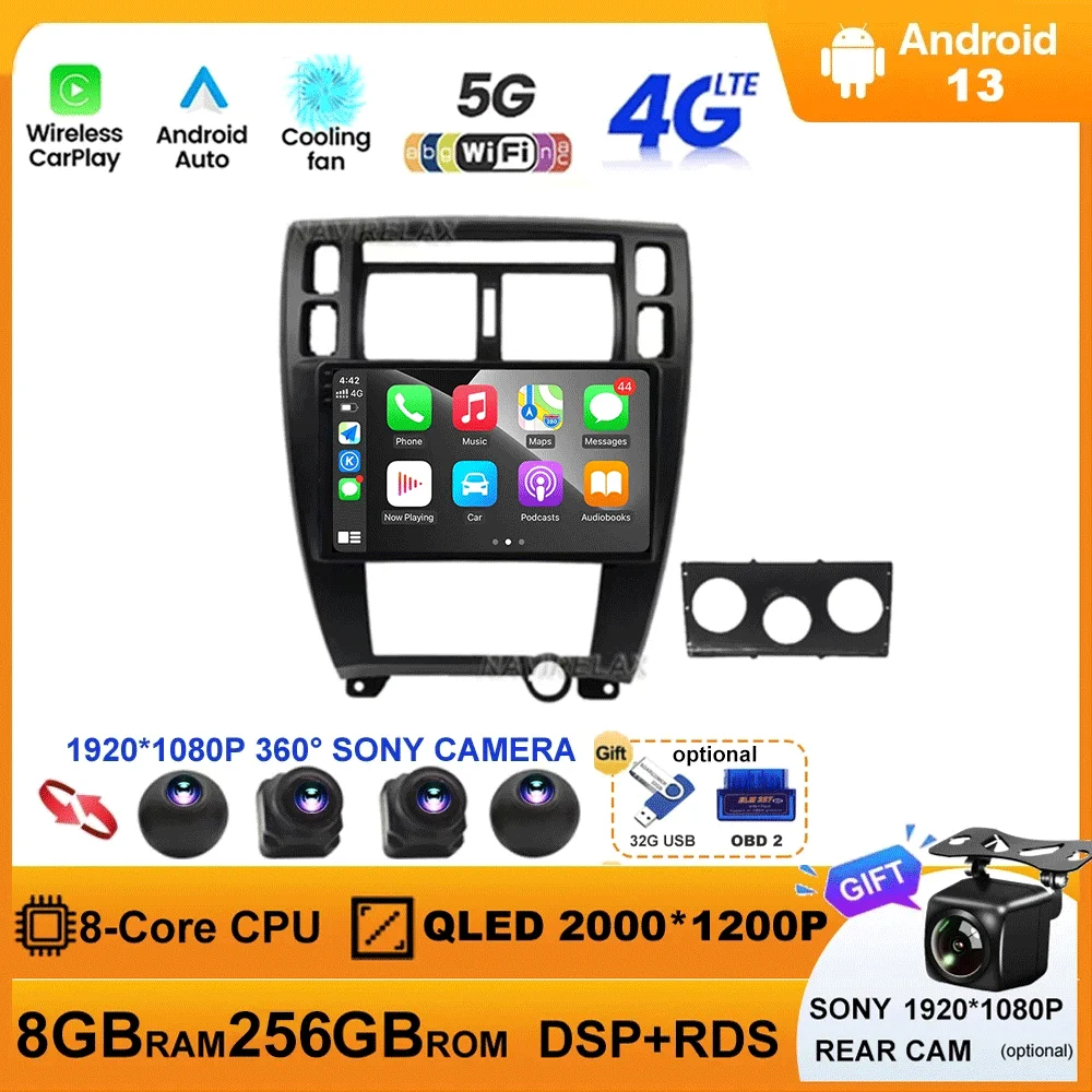 

Android 13 For Hyundai Tucson 2006-2014 Car Radio Multimedia Video Player Navigation GPS 5G WIFI Carplay Auto DSP RDS 360 Camera