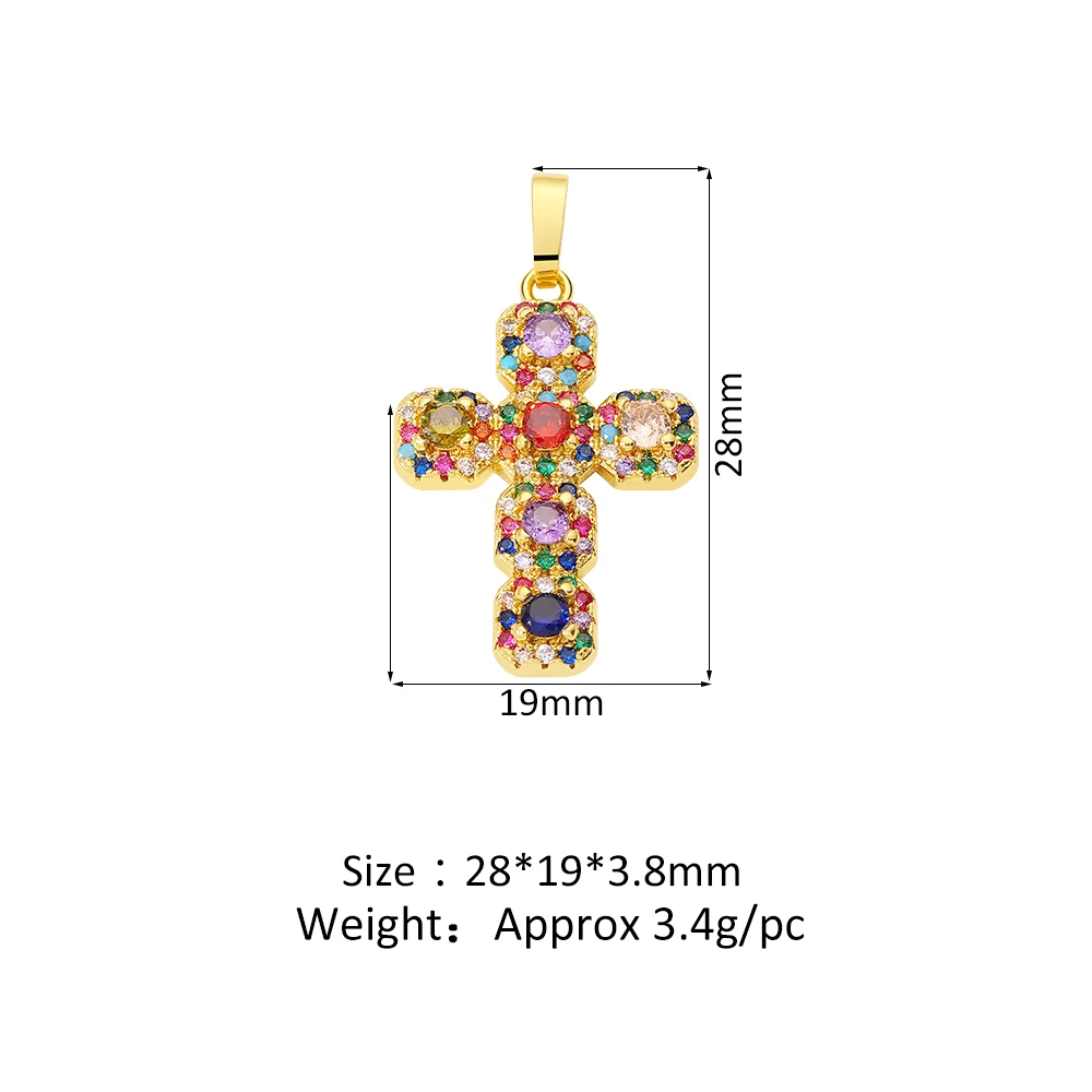 HUAMI Personality Tiger Leopard Cross Round Daisy Colour Crystal Flower Pearl Angel Pendant Necklace Copper Jewelry Accessories