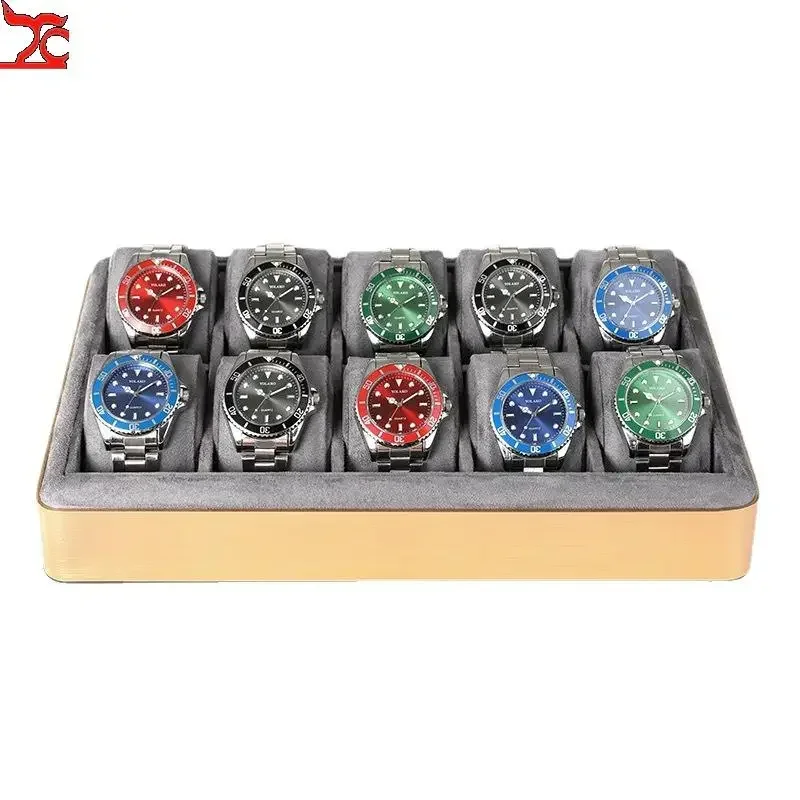 10 Grids Watch Storage Box Metal Round Edge Jewelry Organizer Tray Men's and Women's Wrist Watch Display Prop