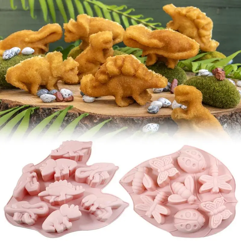 Dinosaur Insect Silicone Fondant Chocolate Candy Mould Biscuit Cake Candle Soap Craft Baking Mold Decor DIY Tools