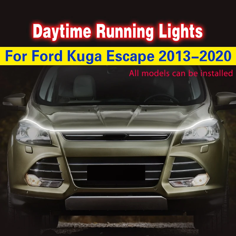 1pcs LED Daytime Running Light DRL daylight Fog Light For Ford Kuga Escape 2013~20 Car Flexible Decorative Atmosphere Lamps DRL