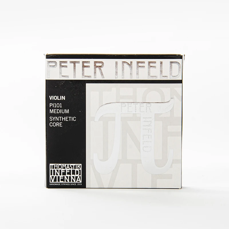 

Thomastik-Infeld PETER INFELD Violin Strings Set PI101 4/4 Size E-A-D-G Synthetic Core E-Carbon Steel Medium Tension Ball End