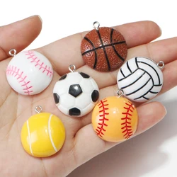 Resin Basketball Football Volleyball Baseball Charms Cute Sports Balls Pendants for Earring Necklace Keychain Diy Jewelry Making