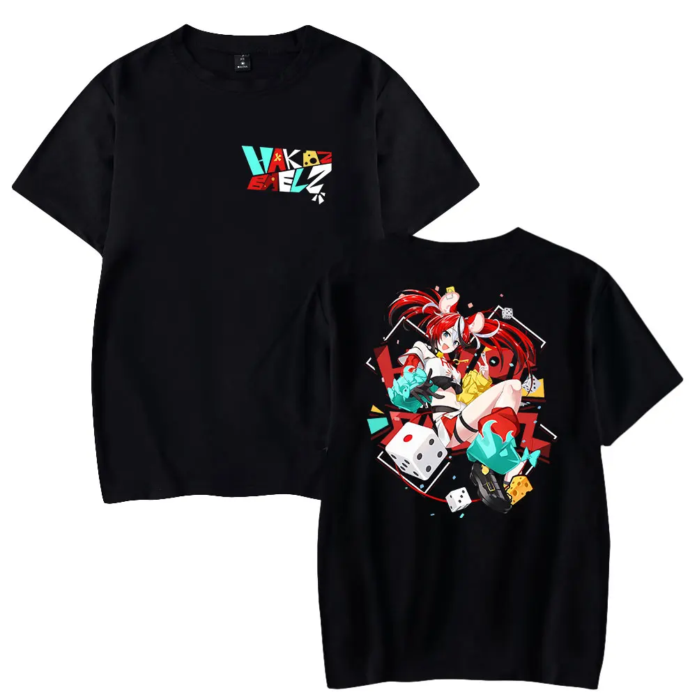 

Hakos Baelz VTuber T-shirt Crewneck Manga Curta das Mulheres Tshirt dos homens Harajuku Streetwear 2024 Anime Japonês Roupas